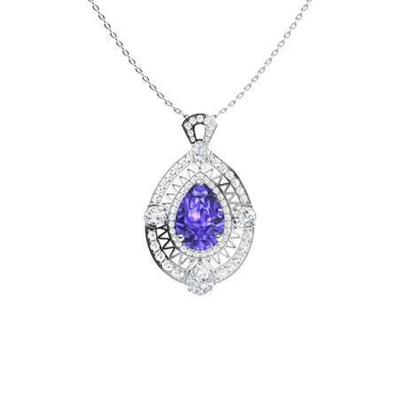 Toya Necklace with Pear Tanzanite, SI Diamond | 2.74 carats
