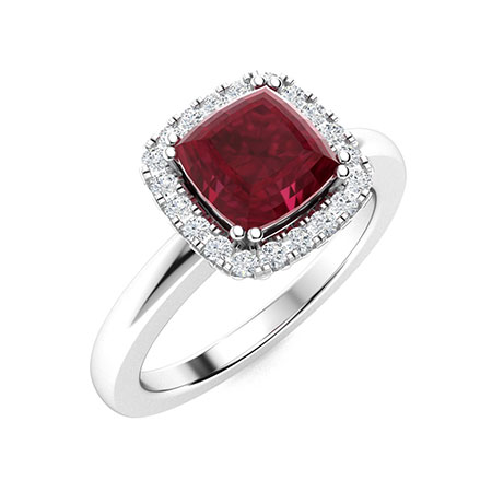 Neville Ring with Cushion cut Ruby, SI Diamond | 1.15 carats Rectangle ...