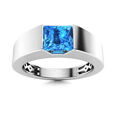 Men's Blue Topaz and Sterling Silver Ring - Magnificent Glitter | NOVICA