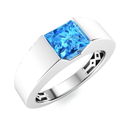 Norval Men's Ring with Princess cut Blue Topaz | 0.68 carats