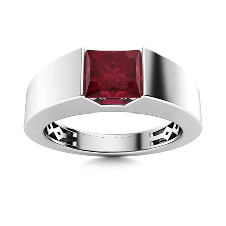 1/4 CT Lab Created Ruby Ring, 4 MM Round Cut Created Ruby Solitaire Ring, Lab  Created Ruby and Gold Ring, Created Ruby Solitaire Ring for Women, 14K  White Gold, Size: 11.50 :