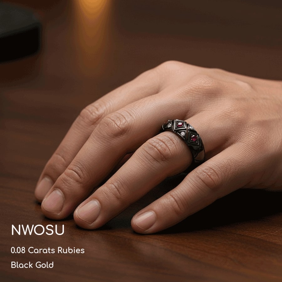 Nwosu Men's Ring with Round Brown Diamond, SI Diamond | 0.13