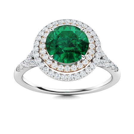 Ophila Ring with Round Emerald, SI Diamond | 1.34 carats Round Emerald ...