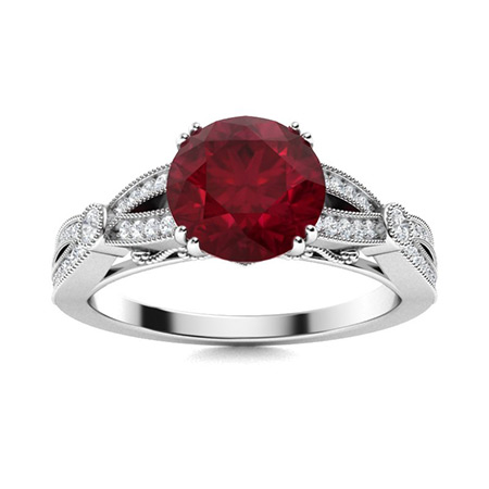 Parker Ring with Round Ruby, SI Diamond | 1.86 carats Round Ruby ...