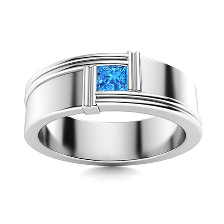 Norval Men's Ring with Princess cut Blue Topaz | 0.68 carats