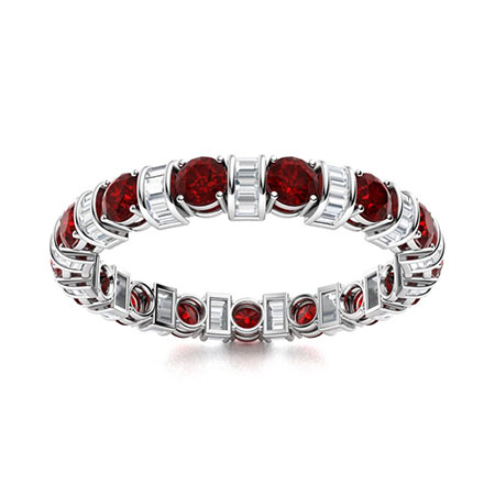 Garnet band ring sale white gold