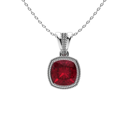 Rohais Necklace with Cushion cut Ruby | 0.66 carats Rectangle Ruby ...