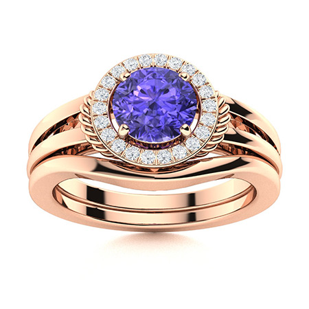 Tanzanite Rings in Rose Gold and Bridal Ring Set Design | Diamondere