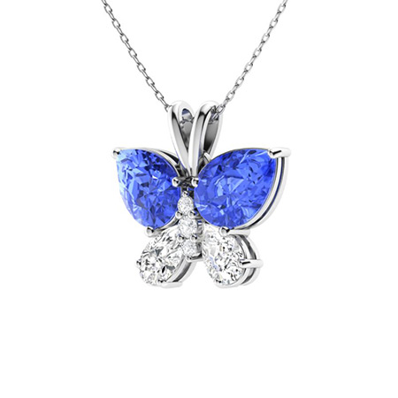 Rosetta Necklace with Pear Ceylon Sapphire, VS Diamond, SI Diamond | 1. ...