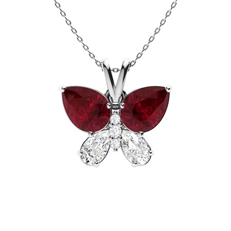 Sterling Silver Butterfly Collar Necklace with July Birthstone