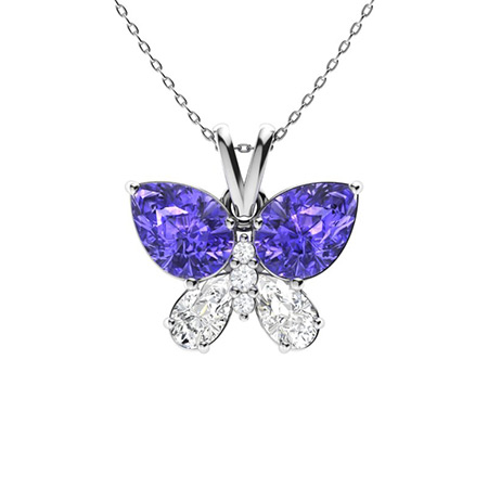 Tanzanite Butterfly Necklaces in White 