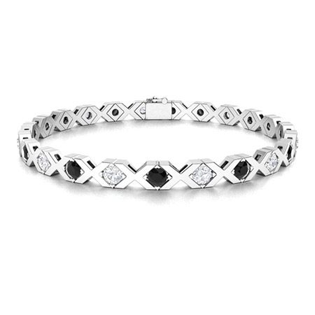 Rylee Bracelet with Round Black Diamond, SI Diamond | 2.3 carats Round Black Diamond Tennis in ...