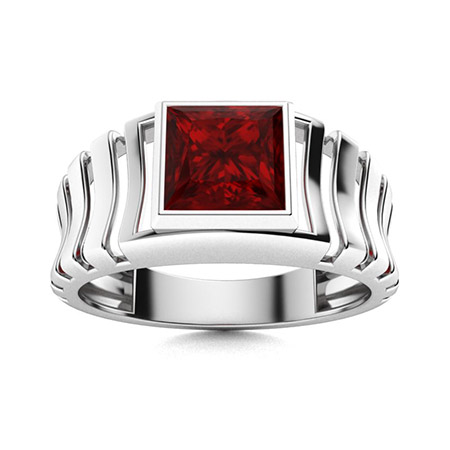 Oval-Cut Red Stone & Diamond Ring in 18 Kt White Gold – Parasmani Jewellary