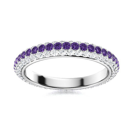 Shin Ring with Round Amethyst, SI Diamond carats Round