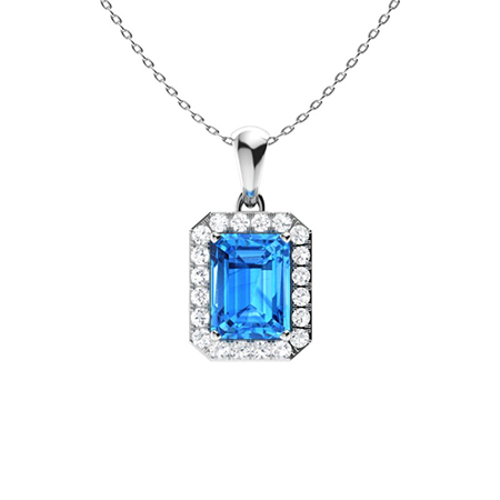 Emerald cut blue 2025 topaz necklace