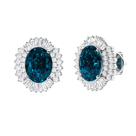 Sidonie Earring with Oval London Blue Topaz, VS Diamond, SI Diamond | 3 ...