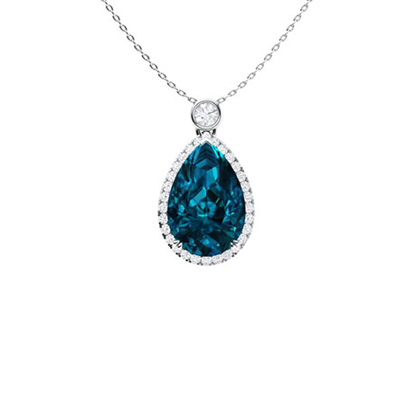 London blue topaz necklace blue topaz necklace 14k rose gold pendant D –  WILLWORK JEWELRY