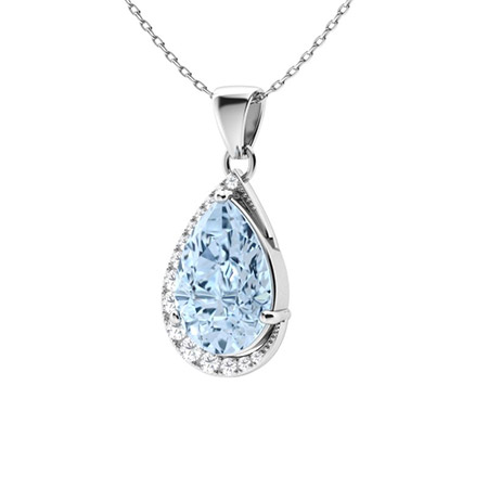 Stephen Necklace with Pear Aquamarine, SI Diamond | 1.65 carats Tear ...