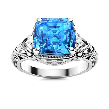 14k white gold blue topaz ring