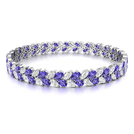 Tanzanite & Cluster Diamond Bangle Bracelet | 0.75 ctw, 7.5''| – 100 Ways