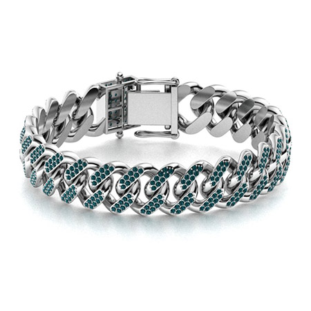 Exclusive Unique Design Real Diamond Blue Sapphire Mens Bracelet