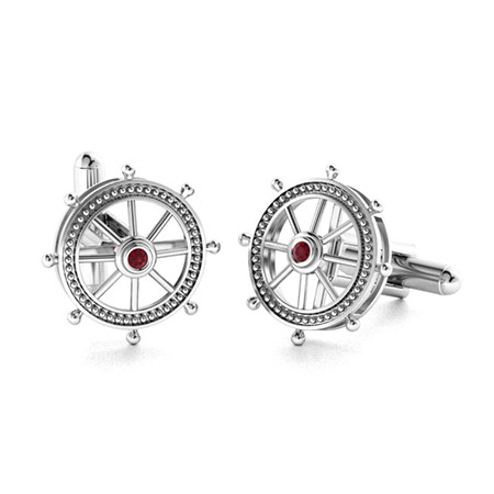 Theron Cufflinks with Round Ruby 0.09 carats Round Ruby