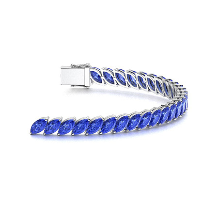 Blue Sapphire Tennis Bracelet - 14K Yellow Gold - 6.5