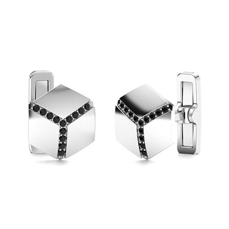 Toggle Cufflinks with Round Black Diamond | 0.4 carats Round Black ...