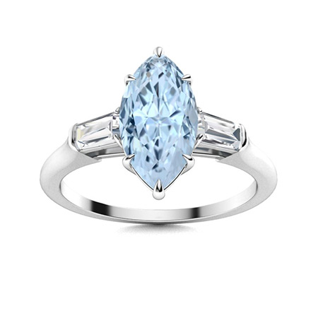 3 g 1 Carat Marquise Aquamarine & Diamond Ring in 14K Super Jeweler Women Accessories Jewelry Rings 