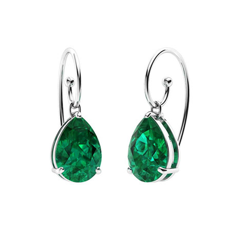4 Ct Emerald Pear Teardrop Design Dangle Earrings White Gold Silver 