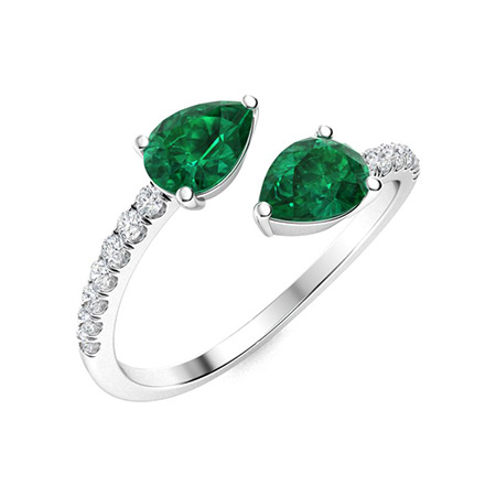 Ursula Ring with Pear Emerald, SI Diamond | 0.9 carats Tear Drop ...