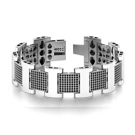 Vincenzo Men's Bracelet With Round Black Diamond | 5.12 Carats Round ...