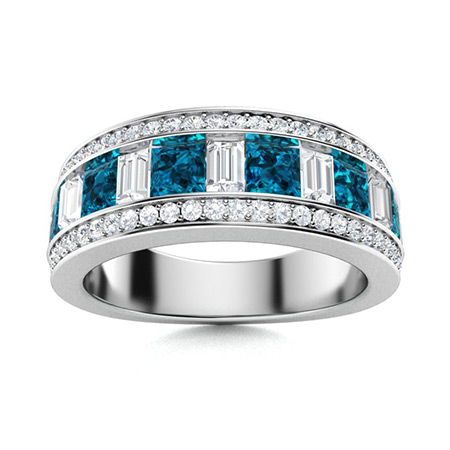 Solid 10ct White Gold Natural Blue Topaz Womens Eternity Ring Sizes J to Z 