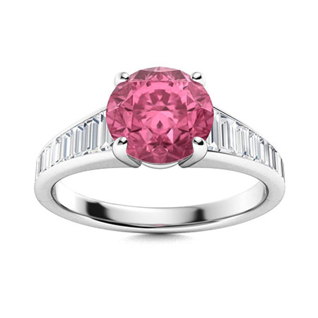 Weiss Ring with Round Pink Sapphire, VS Diamond | 1.99 carats Round ...