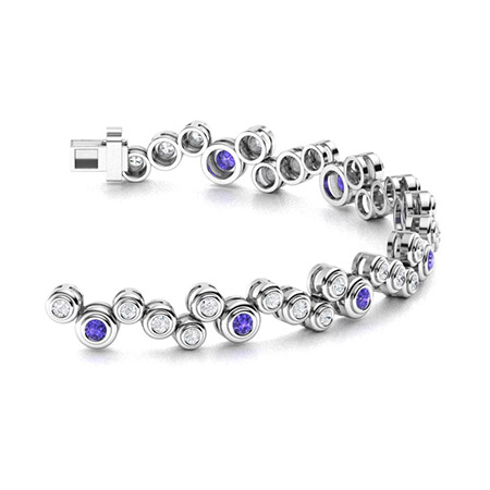Sold at Auction: 14K White Gold, Tanzanite and Diamond Bracelet