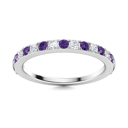 Purple Amethyst Solid 14K Yellow Gold Eternity Wedding Band Ring Jewel