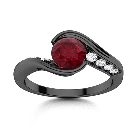 Ruby Engagement Rings in 18k Black Gold | Ruby Engagement Rings in