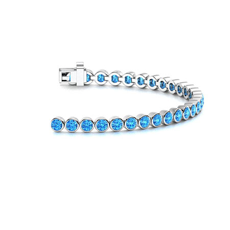 Blue Topaz 925 Sterling Silver Oval Gemstone Stone Bracelet - Shop happy  sheep jewelry Bracelets - Pinkoi