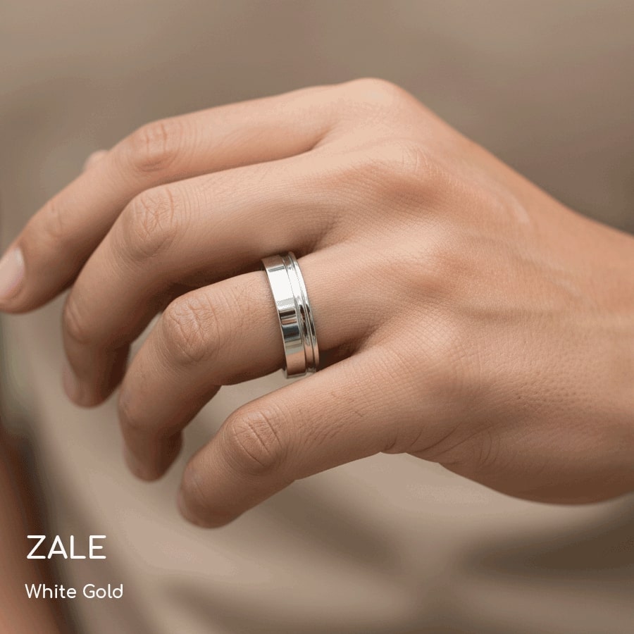 Zale Men's Wedding Band | Men's Rings in 14k White Gold | Diamondere