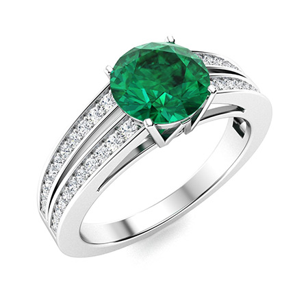 Zara Ring with Round Emerald, SI Diamond | 1.65 carats Round Emerald ...