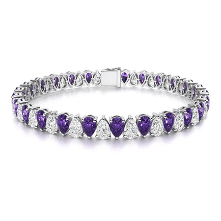 Zeta Bracelet with Pear Amethyst, White Topaz carats Tear